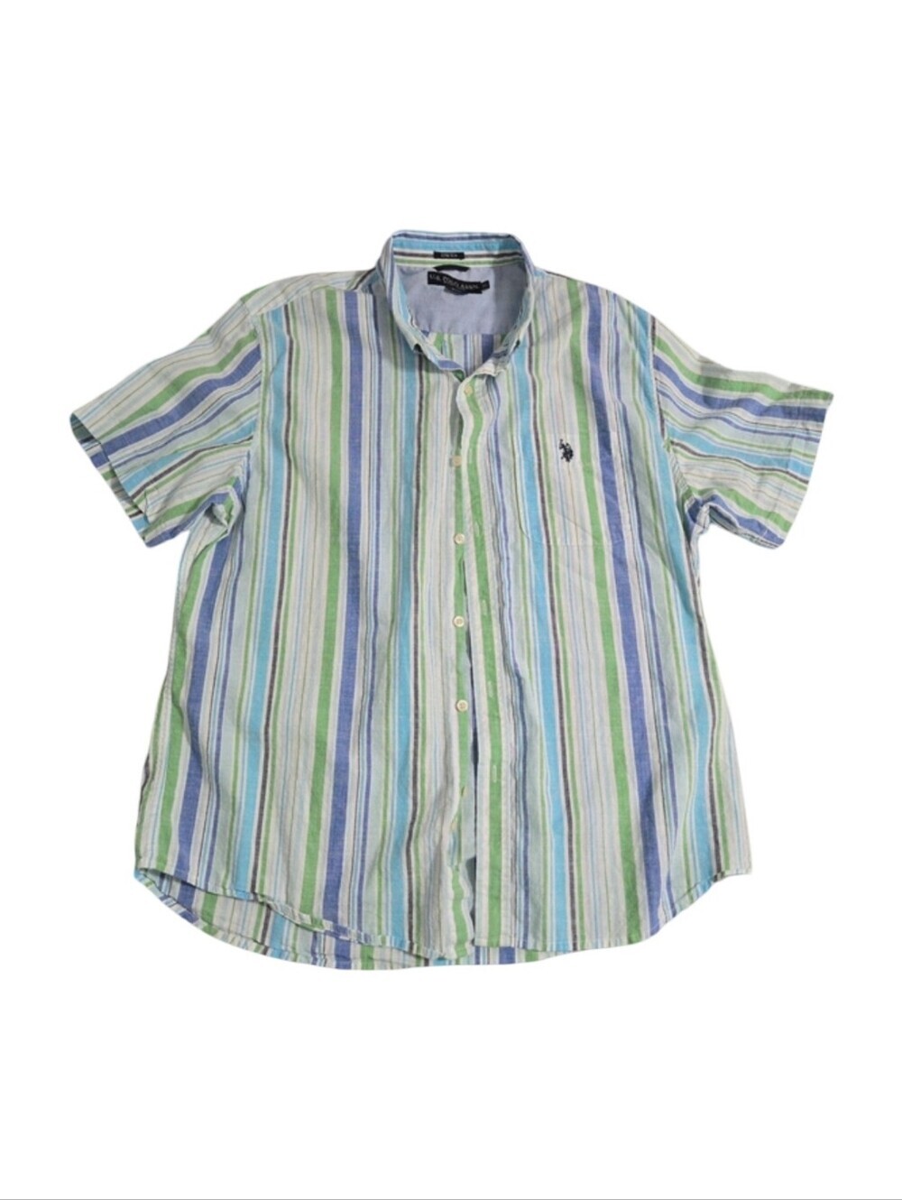 U.S. Polo Assn. Blue and Green Striped Men's Shirt